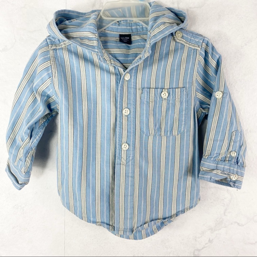 [Gap] Striped Hooded Button Down Top